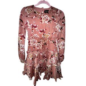Bardot Junior Floral Long Sleeve‎ Dress Size 14Y Pink & White Western Boho Girly